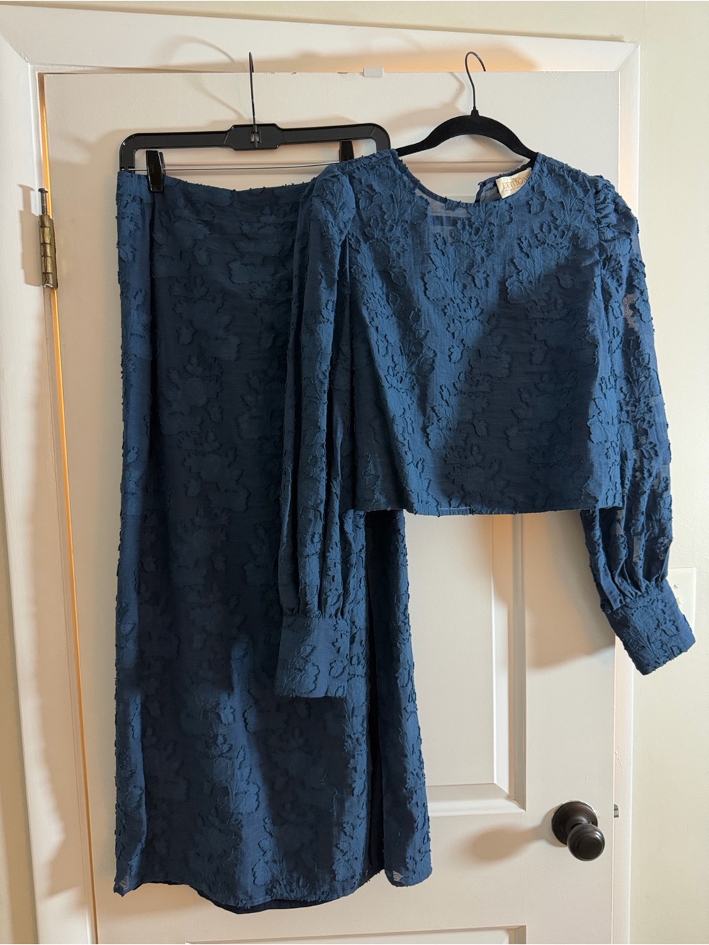 Sézane matching blue floral jacquard set size 6-8